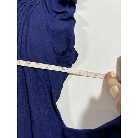 Poupette St Barth Maxi Dress Navy Blue XS Fringe Puka Shell Accents - Picture 7 of 16